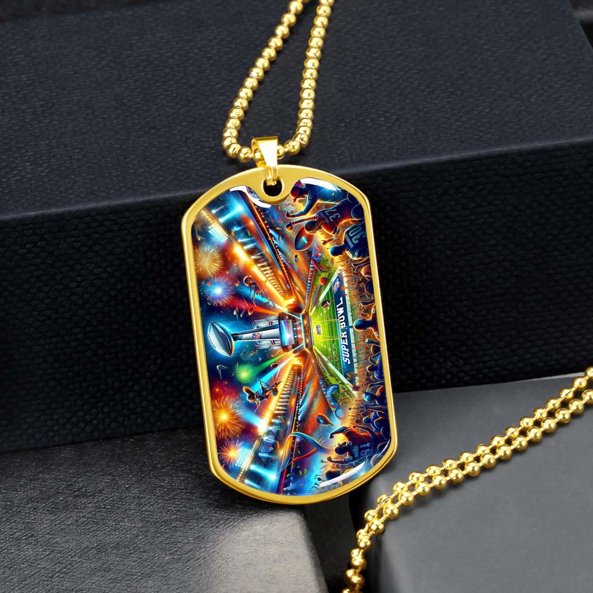 American Football - AFD047 - Super Bowl Football Race For The NFL Trophy - American Football Dog Tag - Military Ball Chain - Luxury Dog Tag