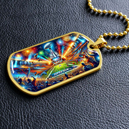 American Football - AFD047 - Super Bowl Football Race For The NFL Trophy - American Football Dog Tag - Military Ball Chain - Luxury Dog Tag