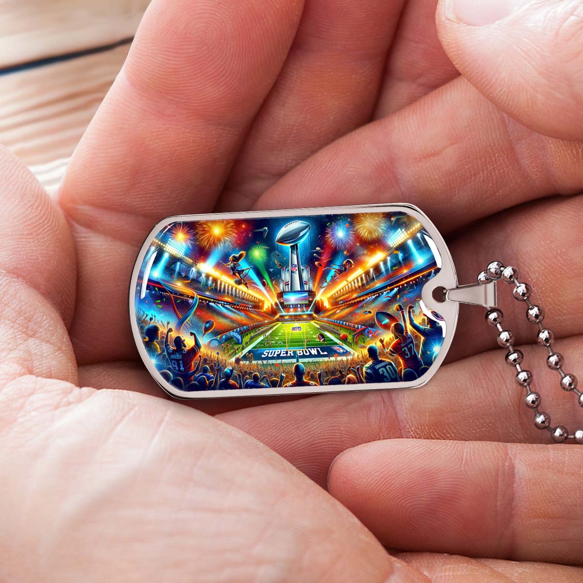 American Football - AFD047 - Super Bowl Football Race For The NFL Trophy - American Football Dog Tag - Military Ball Chain - Luxury Dog Tag