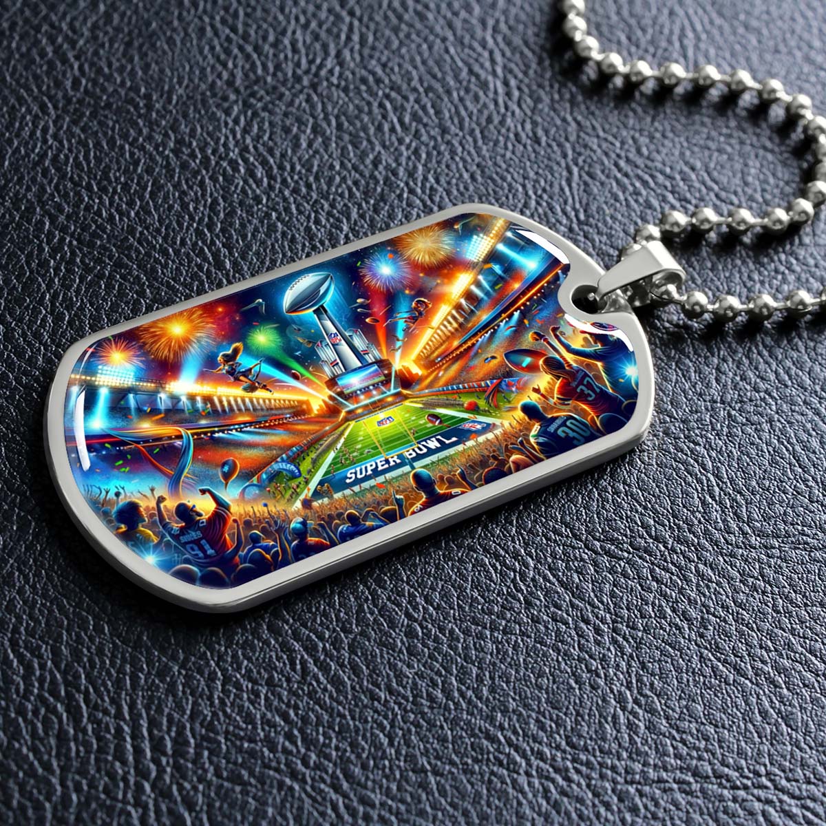 American Football - AFD047 - Super Bowl Football Race For The NFL Trophy - American Football Dog Tag - Military Ball Chain - Luxury Dog Tag
