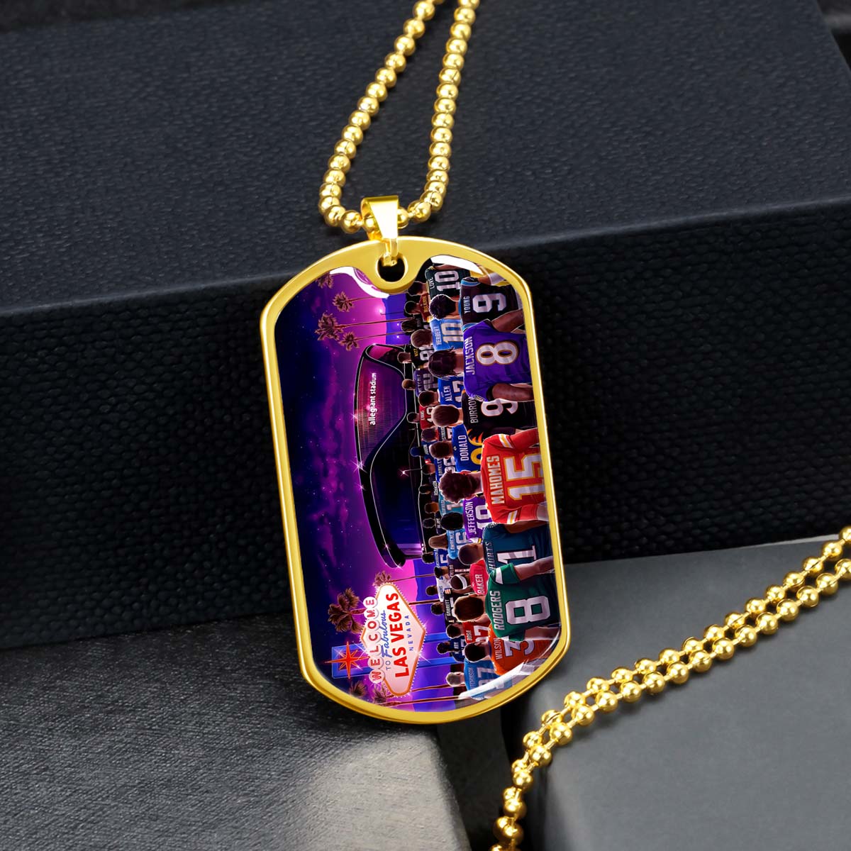 American Football - AFD048 - Super Bowl - NFL Stars & Las Vegas Stadium - American Football Dog Tag - Military Ball Chain - Luxury Dog Tag