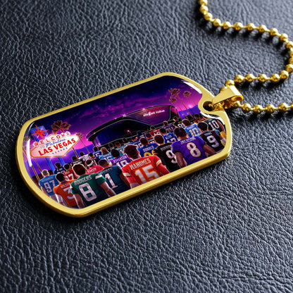 American Football - AFD048 - Super Bowl - NFL Stars & Las Vegas Stadium - American Football Dog Tag - Military Ball Chain - Luxury Dog Tag