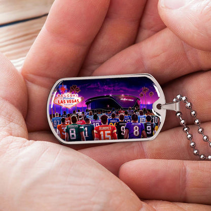 American Football - AFD048 - Super Bowl - NFL Stars & Las Vegas Stadium - American Football Dog Tag - Military Ball Chain - Luxury Dog Tag