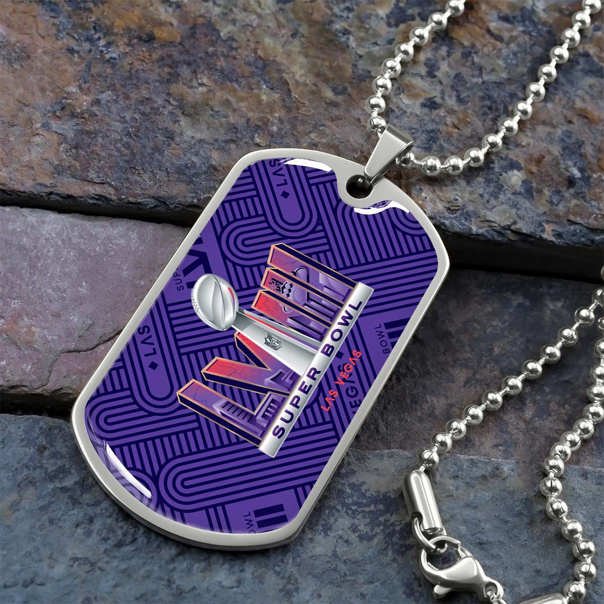 American Football - AFD049 - Super Bowl LVII NFL Championship - American Football Dog Tag - Military Ball Chain - Luxury Dog Tag