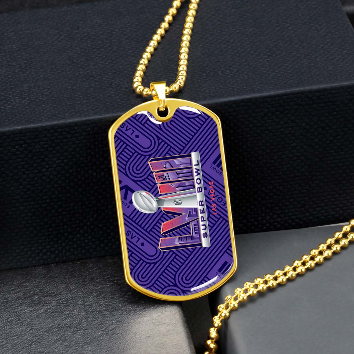 American Football - AFD049 - Super Bowl LVII NFL Championship - American Football Dog Tag - Military Ball Chain - Luxury Dog Tag