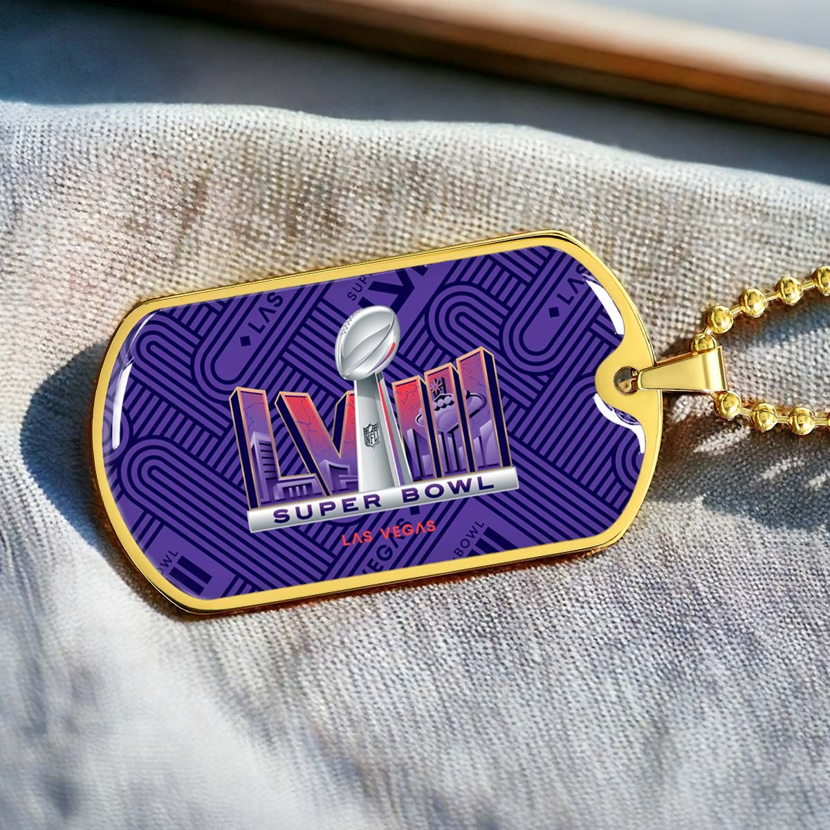 American Football - AFD049 - Super Bowl LVII NFL Championship - American Football Dog Tag - Military Ball Chain - Luxury Dog Tag