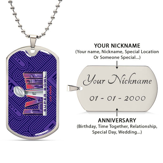 American Football Dog Tag Necklace - AFD049 - Super Bowl LVII NFL Championship - Military Ball Chain
