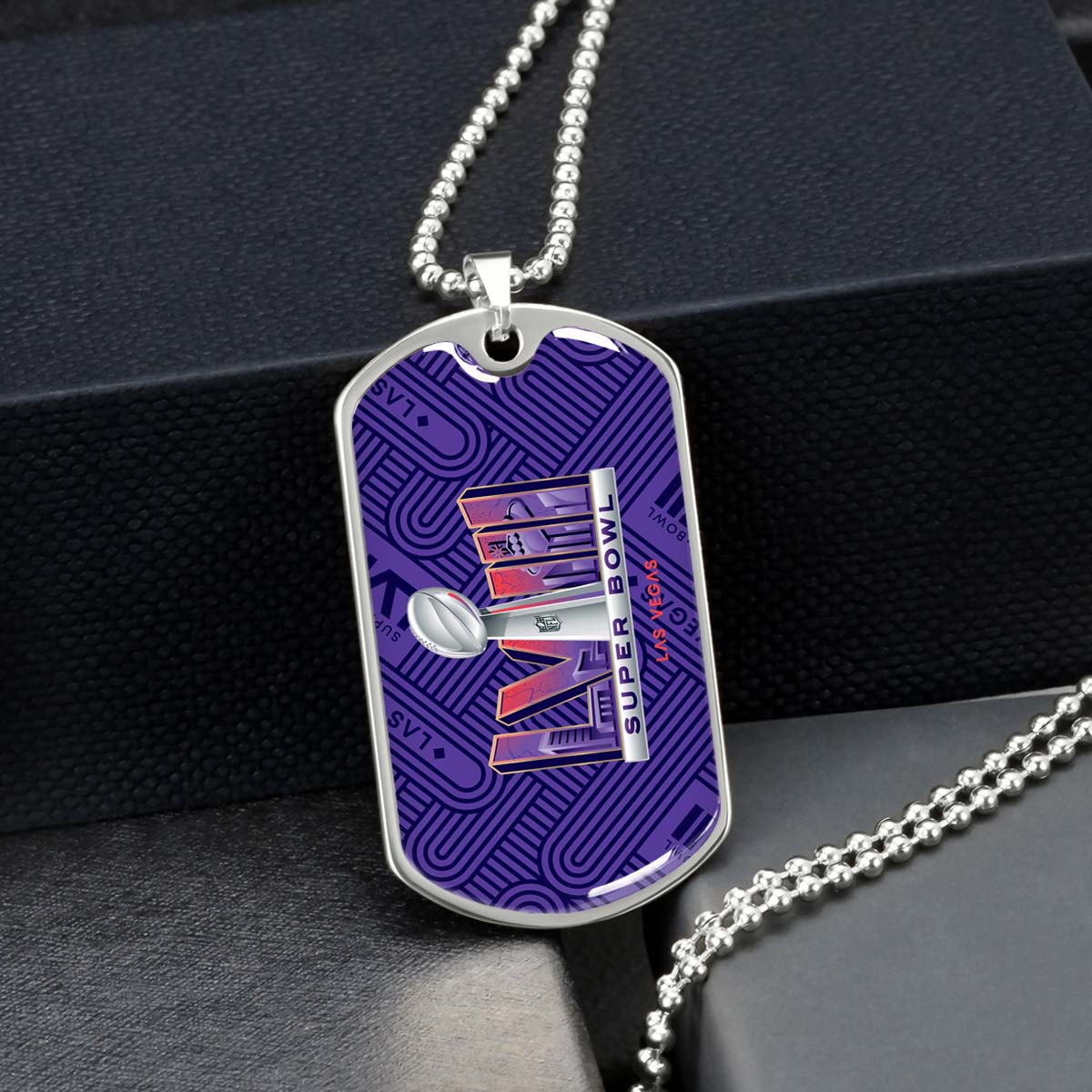 American Football - AFD049 - Super Bowl LVII NFL Championship - American Football Dog Tag - Military Ball Chain - Luxury Dog Tag