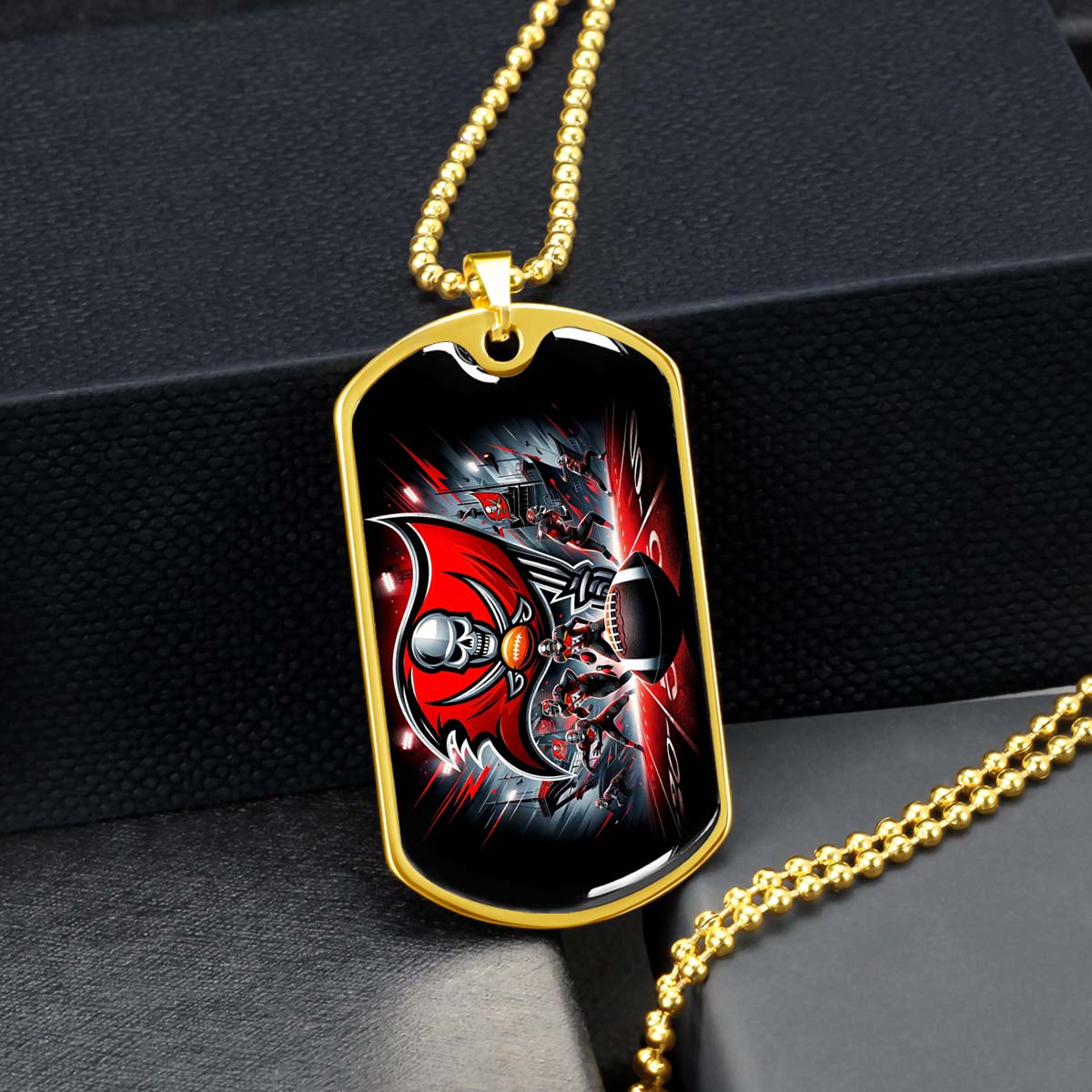 American Football - AFD050 - Tampa Bay Buccaneers NFL Super Bowl Team - American Football Dog Tag - Military Ball Chain - Luxury Dog Tag