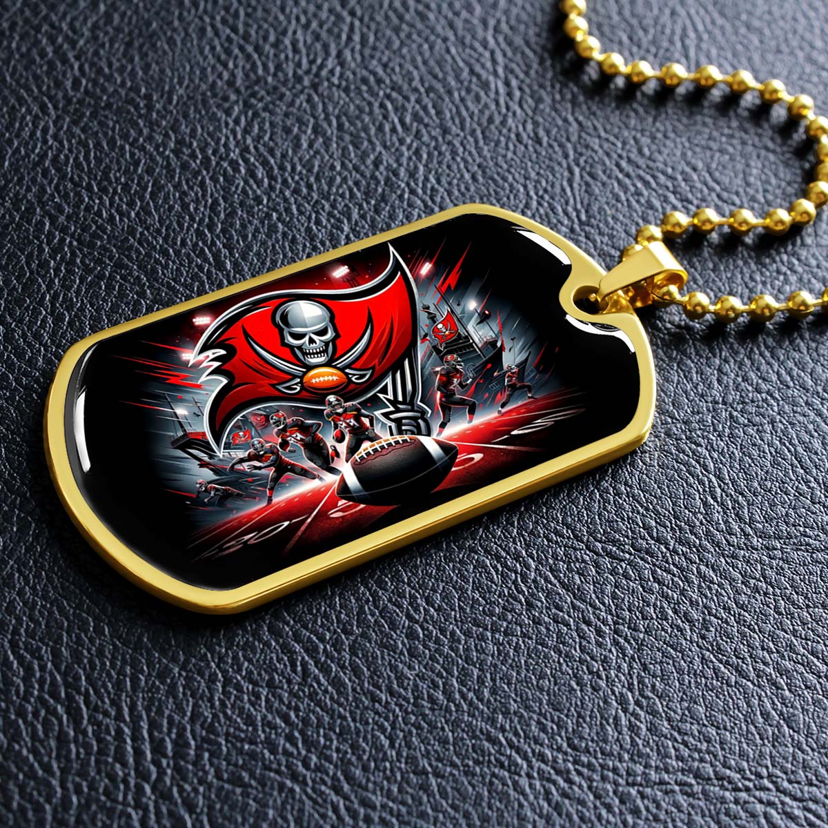 American Football - AFD050 - Tampa Bay Buccaneers NFL Super Bowl Team - American Football Dog Tag - Military Ball Chain - Luxury Dog Tag