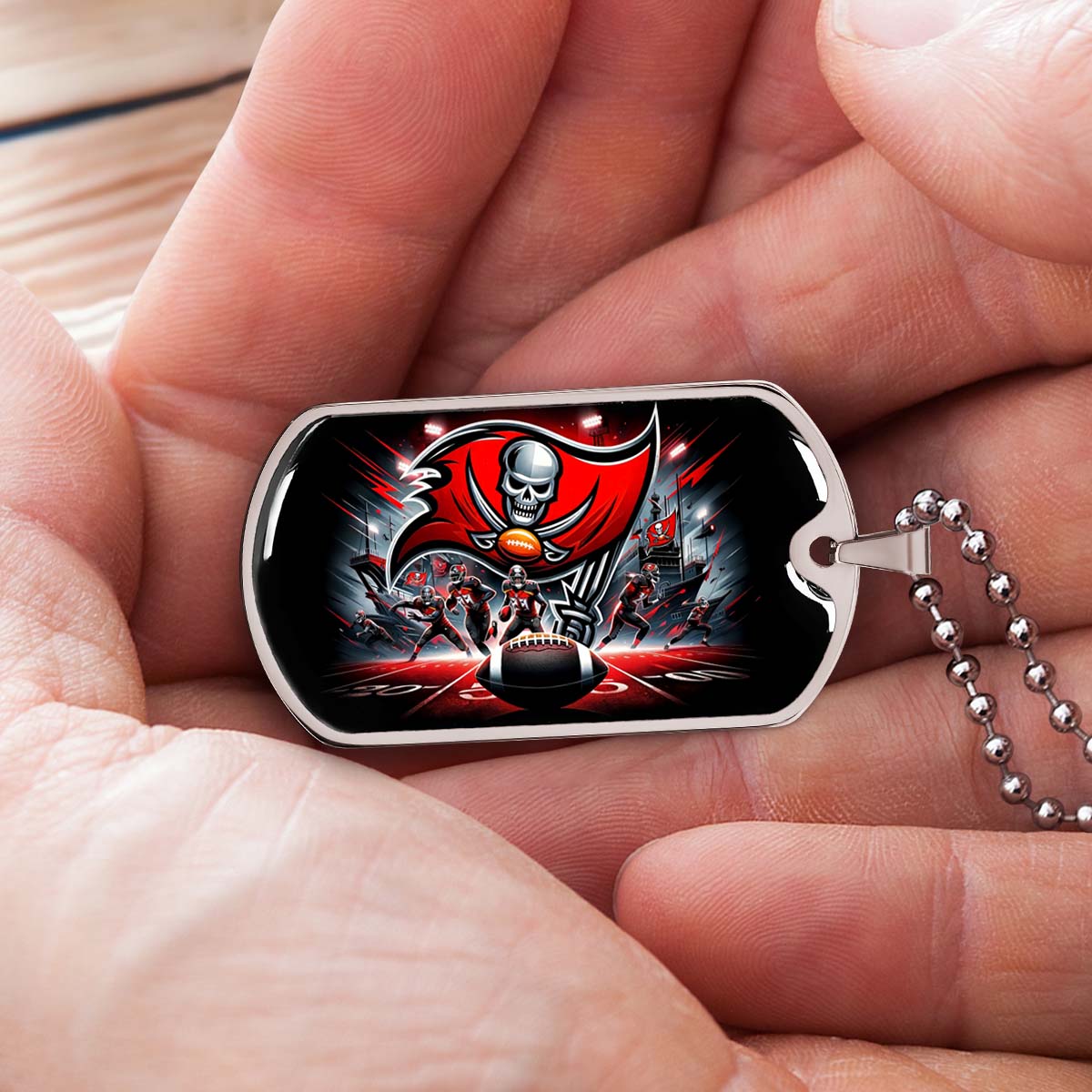 American Football - AFD050 - Tampa Bay Buccaneers NFL Super Bowl Team - American Football Dog Tag - Military Ball Chain - Luxury Dog Tag
