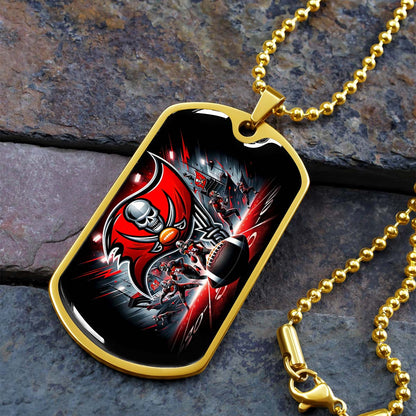 American Football - AFD050 - Tampa Bay Buccaneers NFL Super Bowl Team - American Football Dog Tag - Military Ball Chain - Luxury Dog Tag