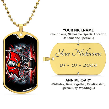 American Football - AFD050 - Tampa Bay Buccaneers NFL Super Bowl Team - American Football Dog Tag - Military Ball Chain - Luxury Dog Tag