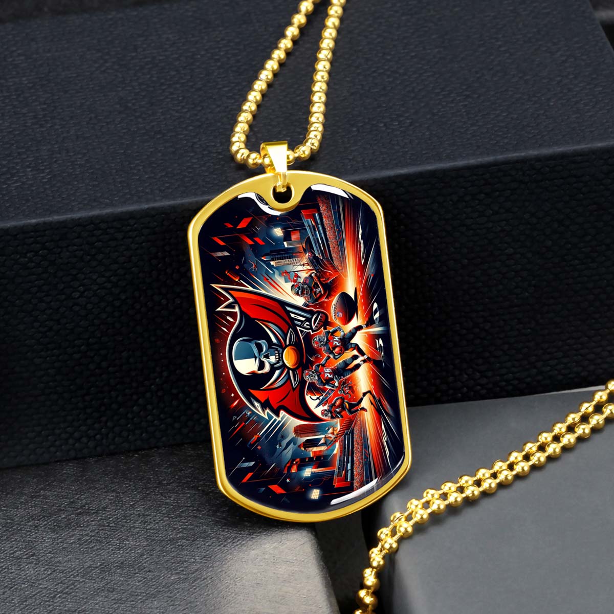 American Football - AFD051 - Tampa Bay Buccaneers Super Bowl Spirit - American Football Dog Tag - Military Ball Chain - Luxury Dog Tag
