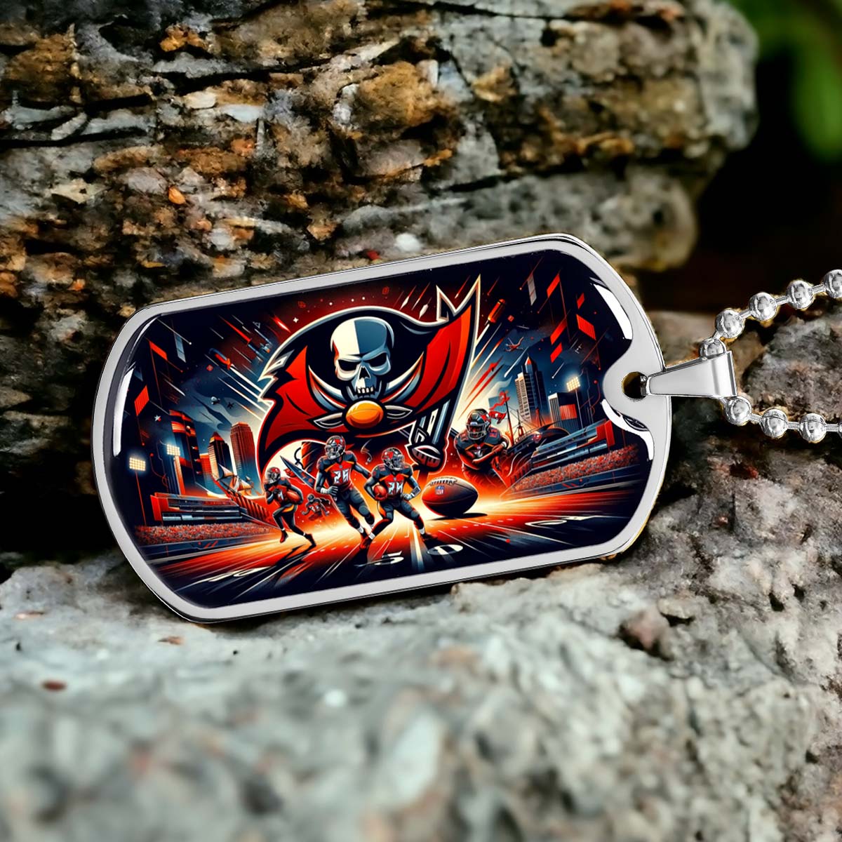 American Football - AFD051 - Tampa Bay Buccaneers Super Bowl Spirit - American Football Dog Tag - Military Ball Chain - Luxury Dog Tag