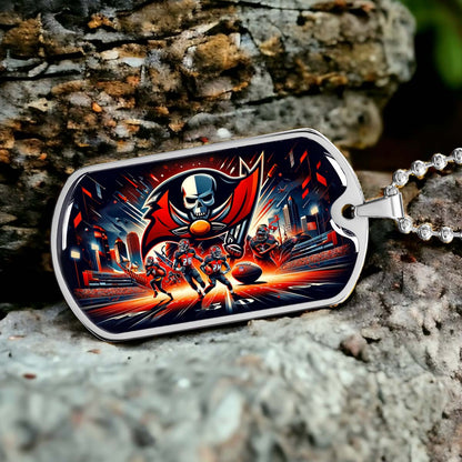American Football - AFD051 - Tampa Bay Buccaneers Super Bowl Spirit - American Football Dog Tag - Military Ball Chain - Luxury Dog Tag