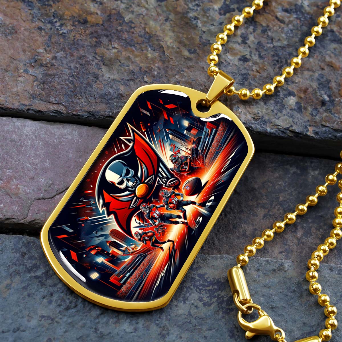American Football - AFD051 - Tampa Bay Buccaneers Super Bowl Spirit - American Football Dog Tag - Military Ball Chain - Luxury Dog Tag