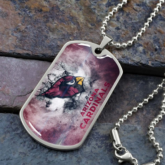American Football Dog Tag Necklace - AFD052 - Arizona Cardinals - NFL Teams - Military Ball Chain