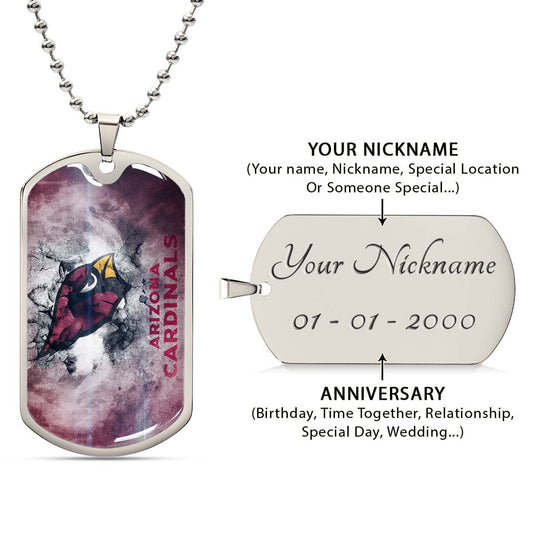 American Football Dog Tag Necklace - AFD052 - Arizona Cardinals - NFL Teams - Military Ball Chain