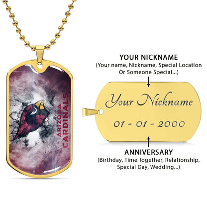 American Football - AFD052 - Arizona Cardinals - NFL Football Team - American Football Dog Tag - Military Ball Chain - Luxury Dog Tag
