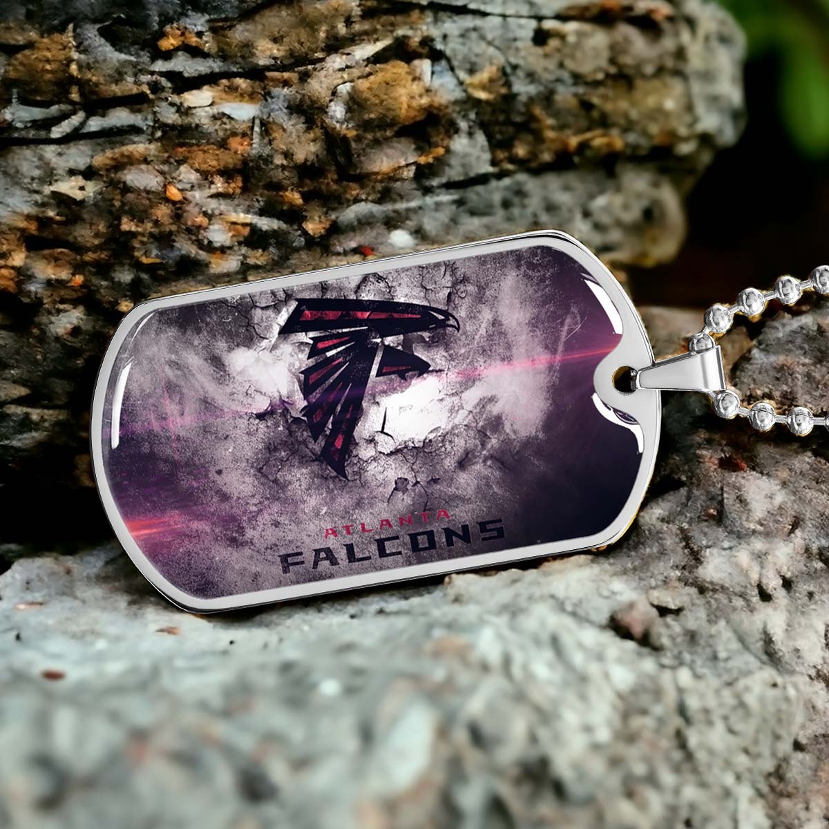 American Football Dog Tag Necklace - AFD053 - Atlanta Falcons - NFL Teams - Military Ball Chain