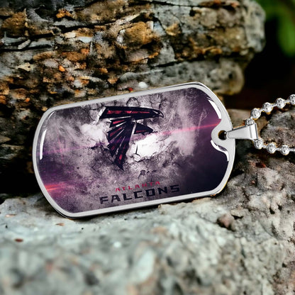 American Football Dog Tag Necklace - AFD053 - Atlanta Falcons - NFL Teams - Military Ball Chain