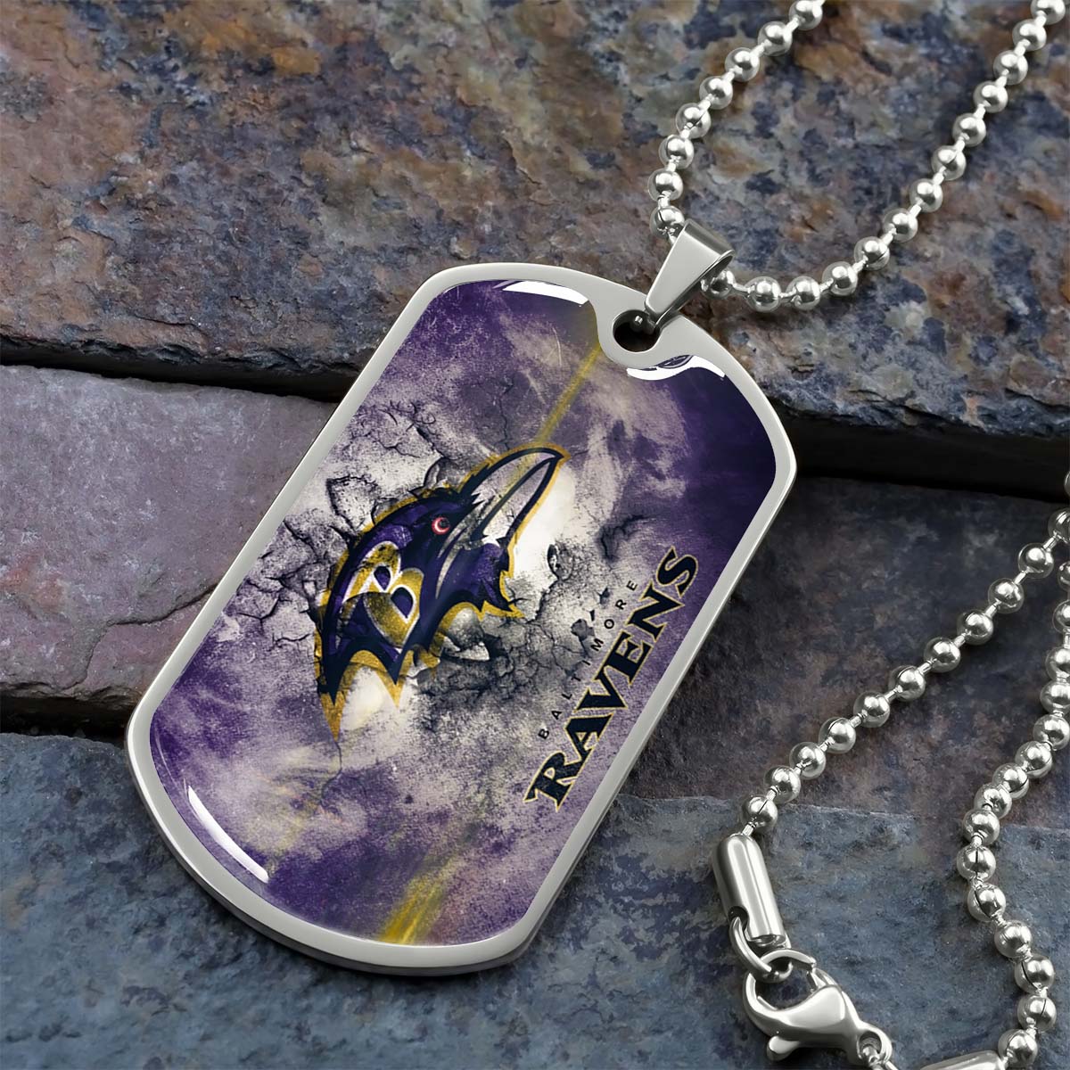 American Football - AFD054 - Baltimore Ravens - NFL Football Team - American Football Dog Tag - Military Ball Chain - Luxury Dog Tag