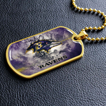 American Football - AFD054 - Baltimore Ravens - NFL Football Team - American Football Dog Tag - Military Ball Chain - Luxury Dog Tag