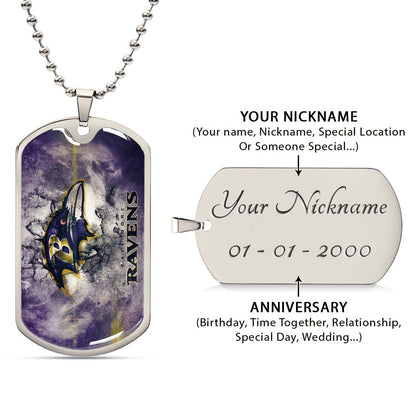 American Football - AFD054 - Baltimore Ravens - NFL Football Team - American Football Dog Tag - Military Ball Chain - Luxury Dog Tag