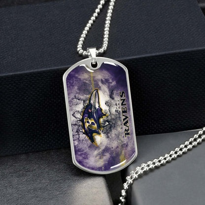 American Football - AFD054 - Baltimore Ravens - NFL Football Team - American Football Dog Tag - Military Ball Chain - Luxury Dog Tag