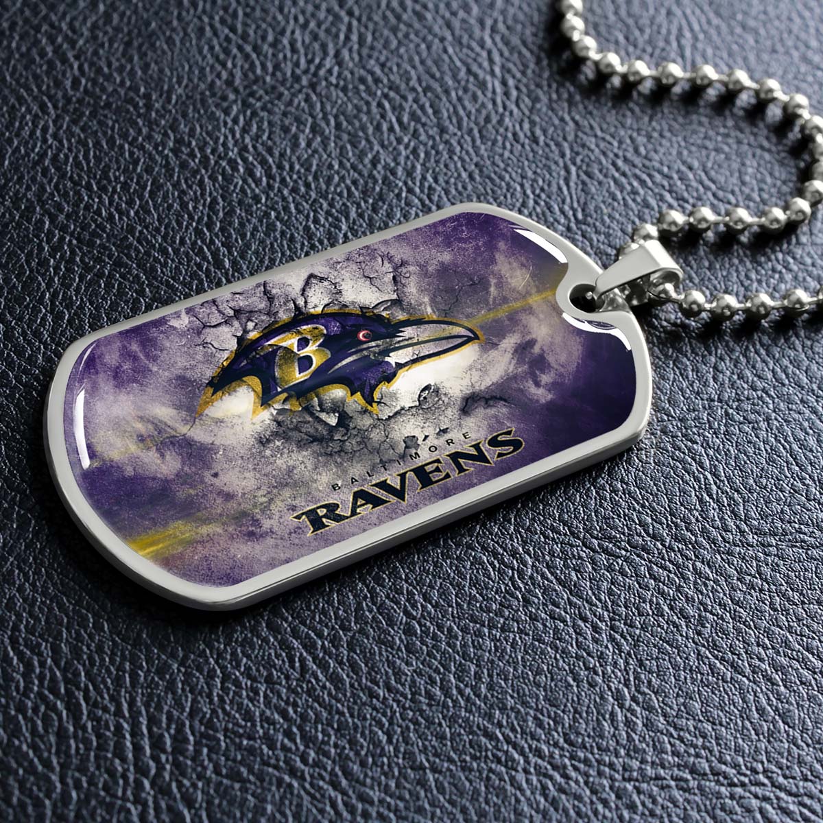 American Football - AFD054 - Baltimore Ravens - NFL Football Team - American Football Dog Tag - Military Ball Chain - Luxury Dog Tag