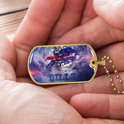 American Football Dog Tag Necklace - AFD055 - Buffalo Bills - NFL Teams - Military Ball Chain