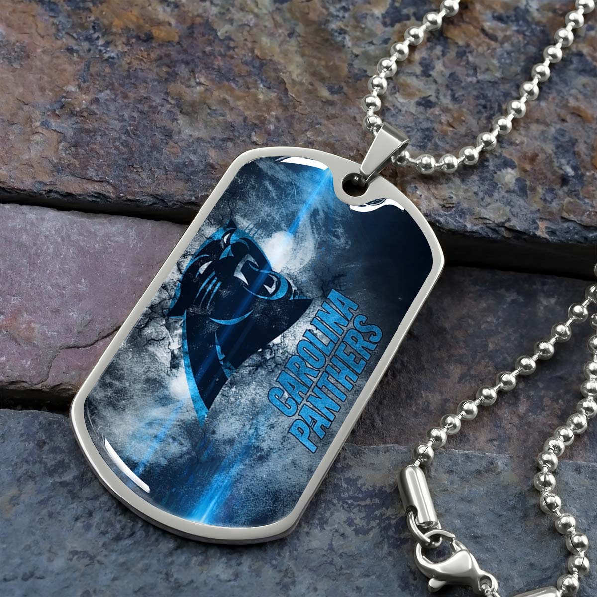 American Football - AFD056 - Carolina Panthers - NFL Football Team - American Football Dog Tag - Military Ball Chain - Luxury Dog Tag