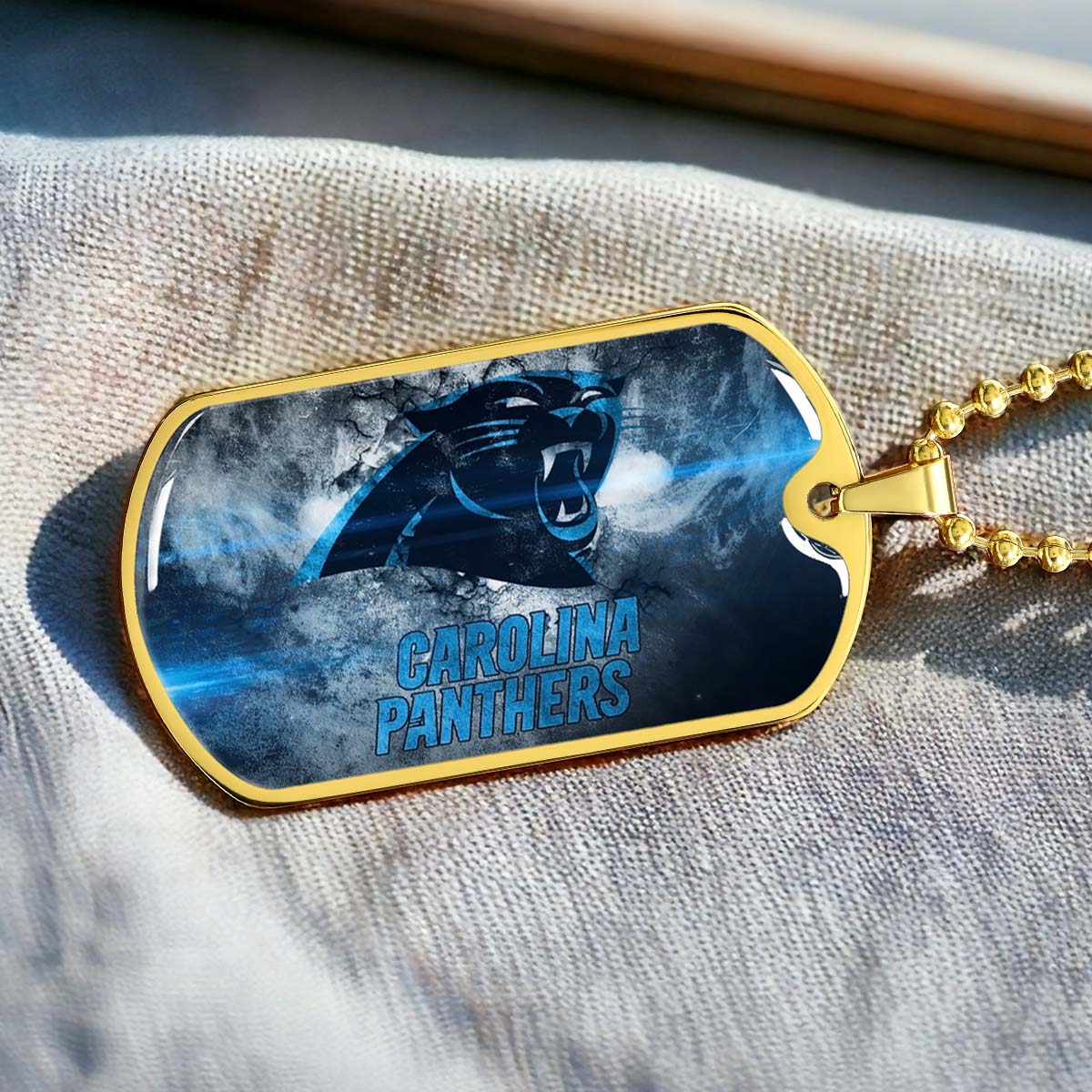 American Football - AFD056 - Carolina Panthers - NFL Football Team - American Football Dog Tag - Military Ball Chain - Luxury Dog Tag
