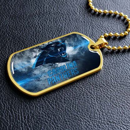 American Football - AFD056 - Carolina Panthers - NFL Football Team - American Football Dog Tag - Military Ball Chain - Luxury Dog Tag