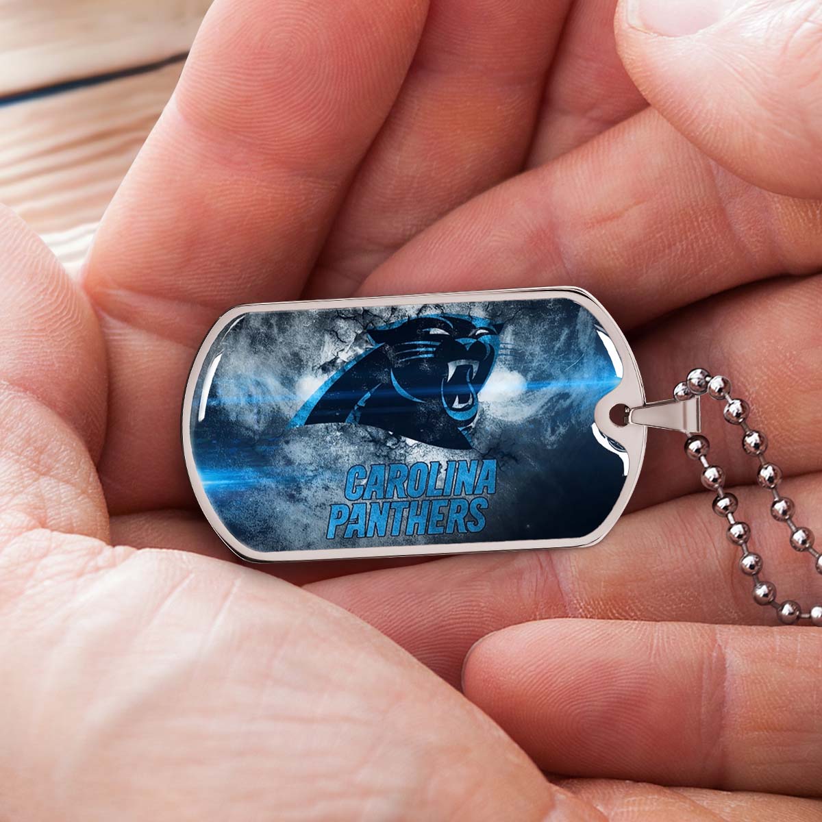 American Football - AFD056 - Carolina Panthers - NFL Football Team - American Football Dog Tag - Military Ball Chain - Luxury Dog Tag