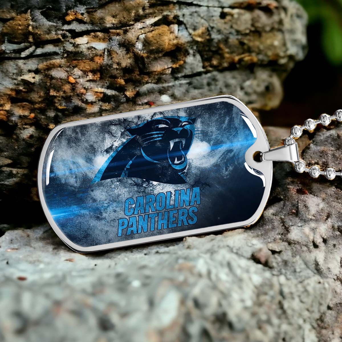 American Football - AFD056 - Carolina Panthers - NFL Football Team - American Football Dog Tag - Military Ball Chain - Luxury Dog Tag