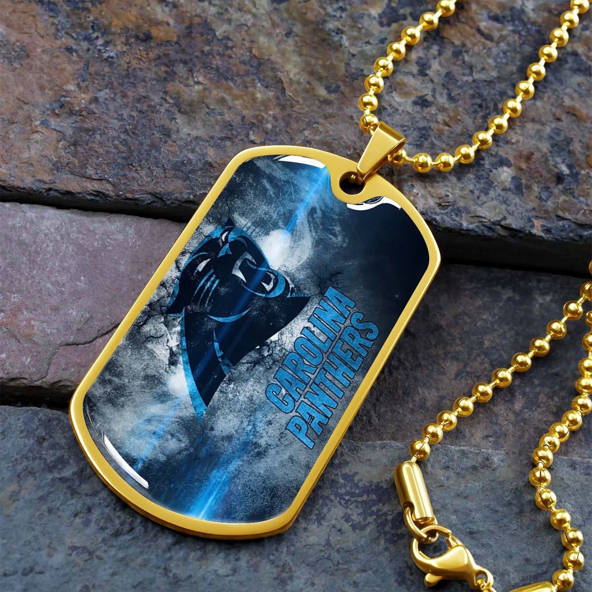 American Football - AFD056 - Carolina Panthers - NFL Football Team - American Football Dog Tag - Military Ball Chain - Luxury Dog Tag