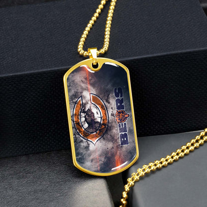 American Football - AFD057 - Chicago Bears - NFL Football Team - American Football Dog Tag - Military Ball Chain - Luxury Dog Tag