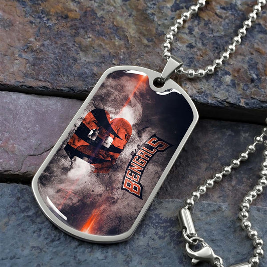 American Football - AFD058 - Cincinnati Bengals - NFL Football Team - American Football Dog Tag - Military Ball Chain - Luxury Dog Tag
