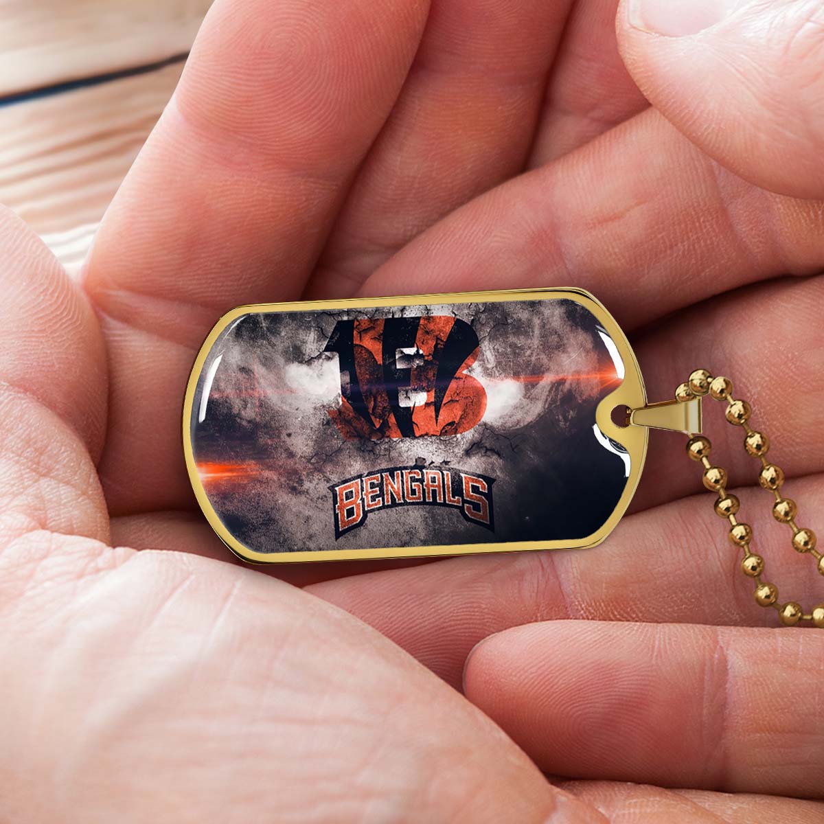 American Football - AFD058 - Cincinnati Bengals - NFL Football Team - American Football Dog Tag - Military Ball Chain - Luxury Dog Tag