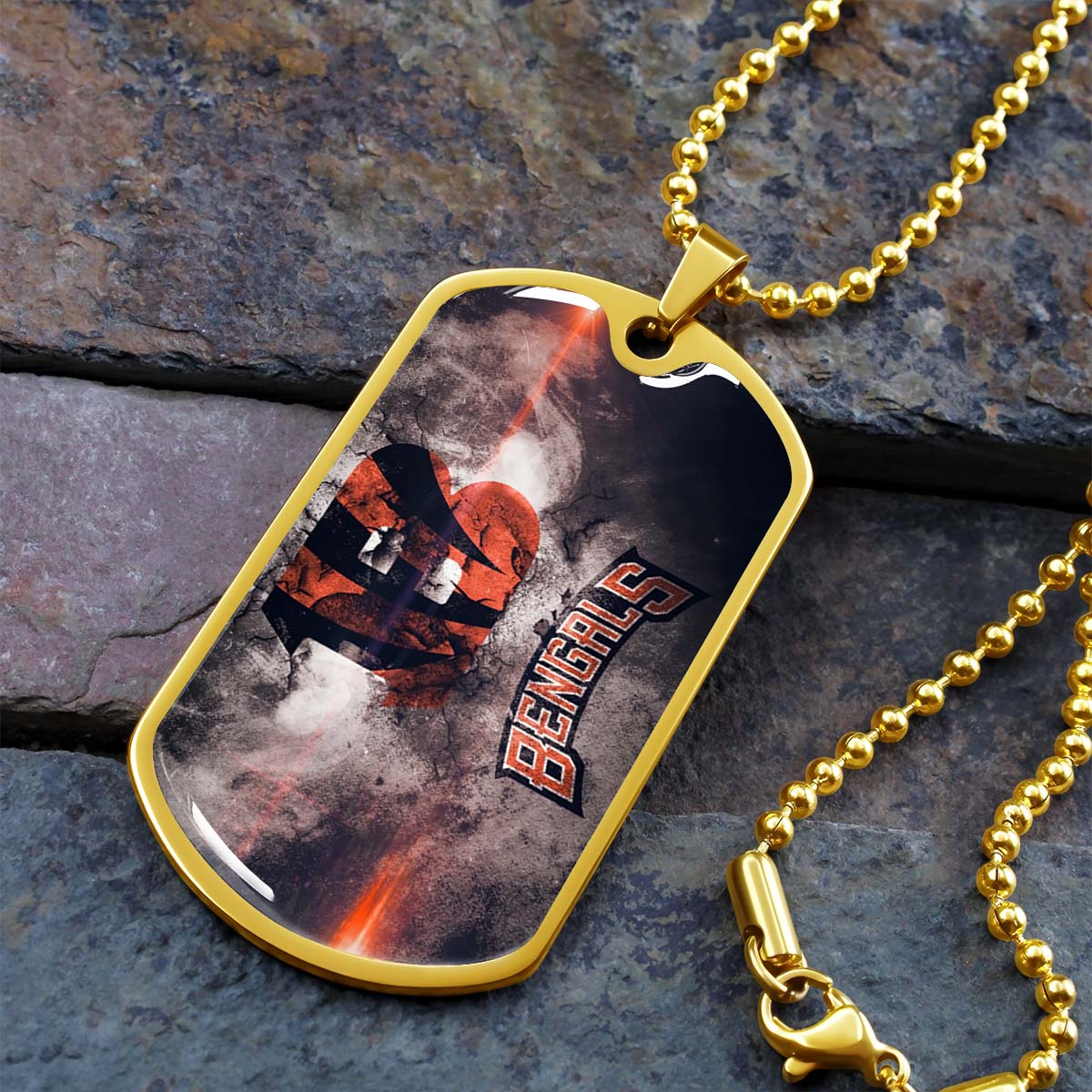 American Football - AFD058 - Cincinnati Bengals - NFL Football Team - American Football Dog Tag - Military Ball Chain - Luxury Dog Tag