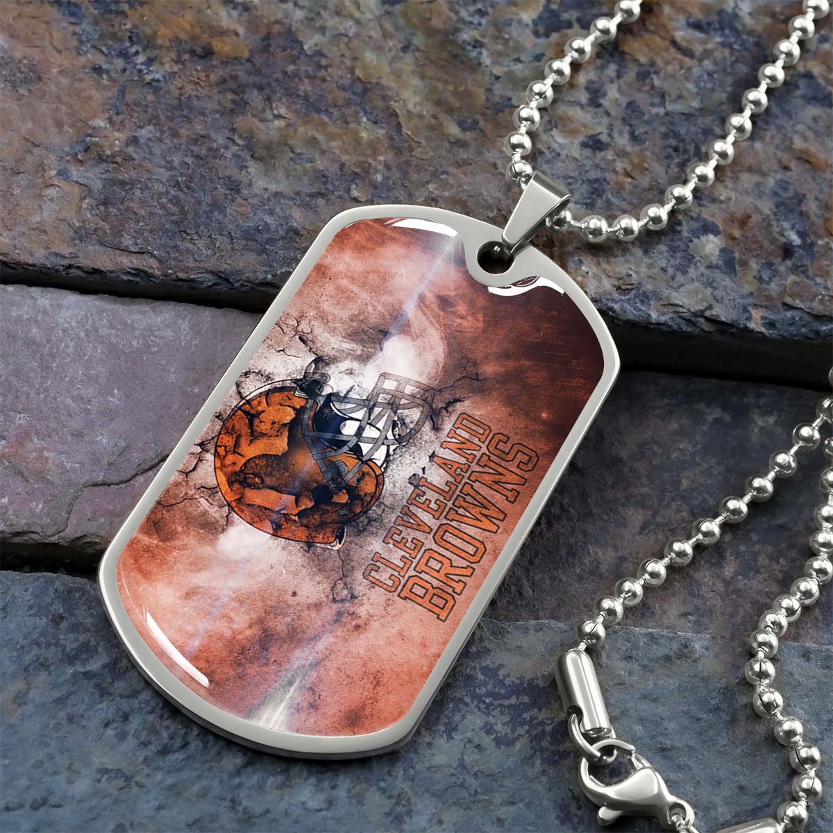 American Football - AFD059 - Cleveland Browns - NFL Football Team - American Football Dog Tag - Military Ball Chain - Luxury Dog Tag
