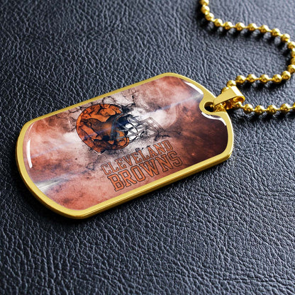 American Football Dog Tag Necklace - AFD059 - Cleveland Browns - NFL Teams - Military Ball Chain