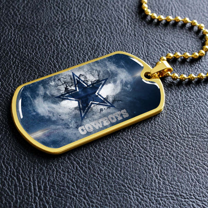 American Football - AFD060 - Dallas Cowboys - NFL Football Team - American Football Dog Tag - Military Ball Chain - Luxury Dog Tag
