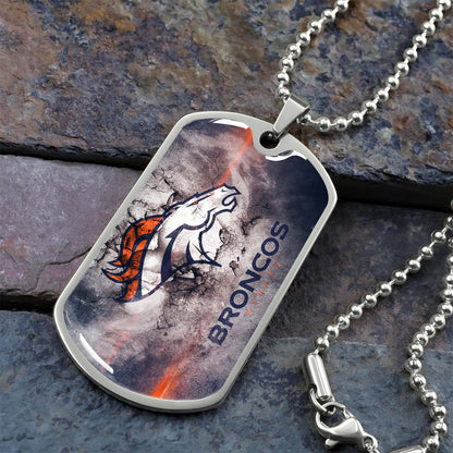 American Football - AFD061 - Denver Broncos - NFL Football Team - American Football Dog Tag - Military Ball Chain - Luxury Dog Tag