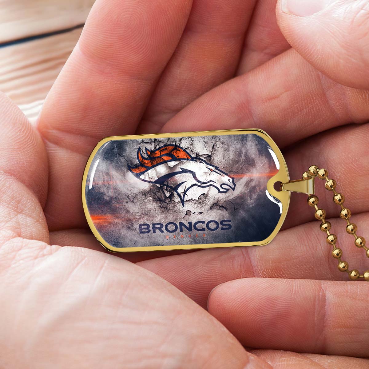 American Football - AFD061 - Denver Broncos - NFL Football Team - American Football Dog Tag - Military Ball Chain - Luxury Dog Tag