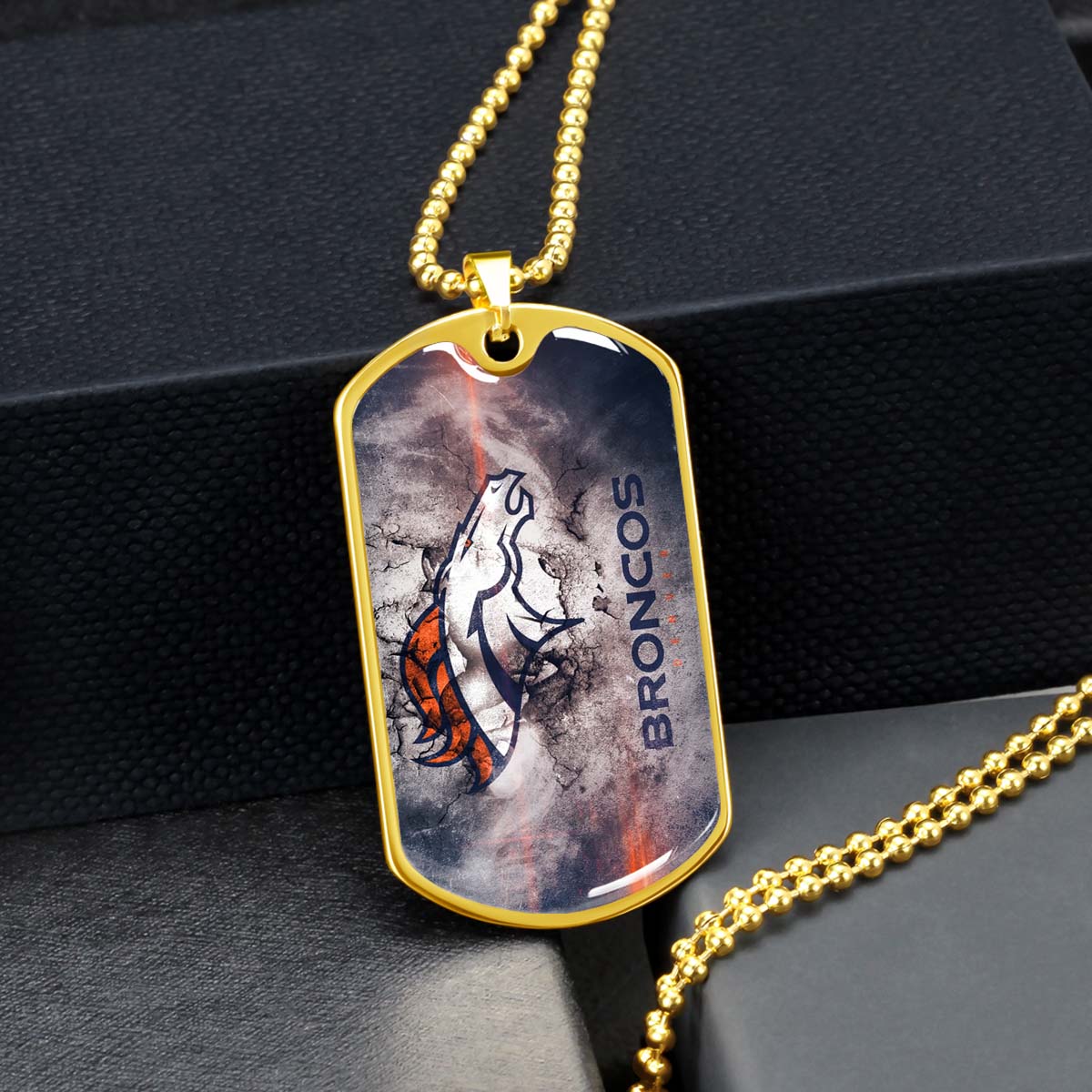 American Football - AFD061 - Denver Broncos - NFL Football Team - American Football Dog Tag - Military Ball Chain - Luxury Dog Tag