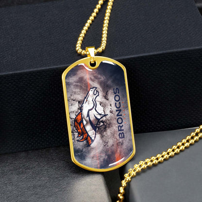 American Football - AFD061 - Denver Broncos - NFL Football Team - American Football Dog Tag - Military Ball Chain - Luxury Dog Tag