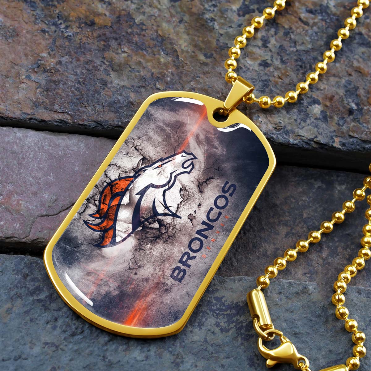 American Football - AFD061 - Denver Broncos - NFL Football Team - American Football Dog Tag - Military Ball Chain - Luxury Dog Tag